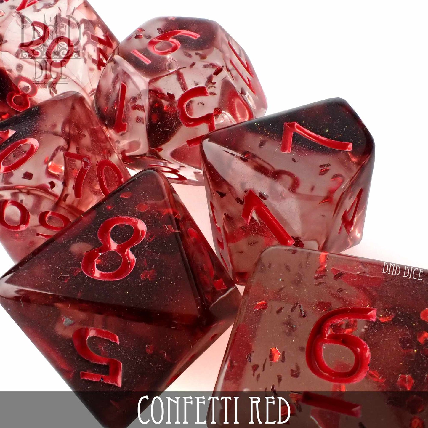 Confetti Red Dice Set