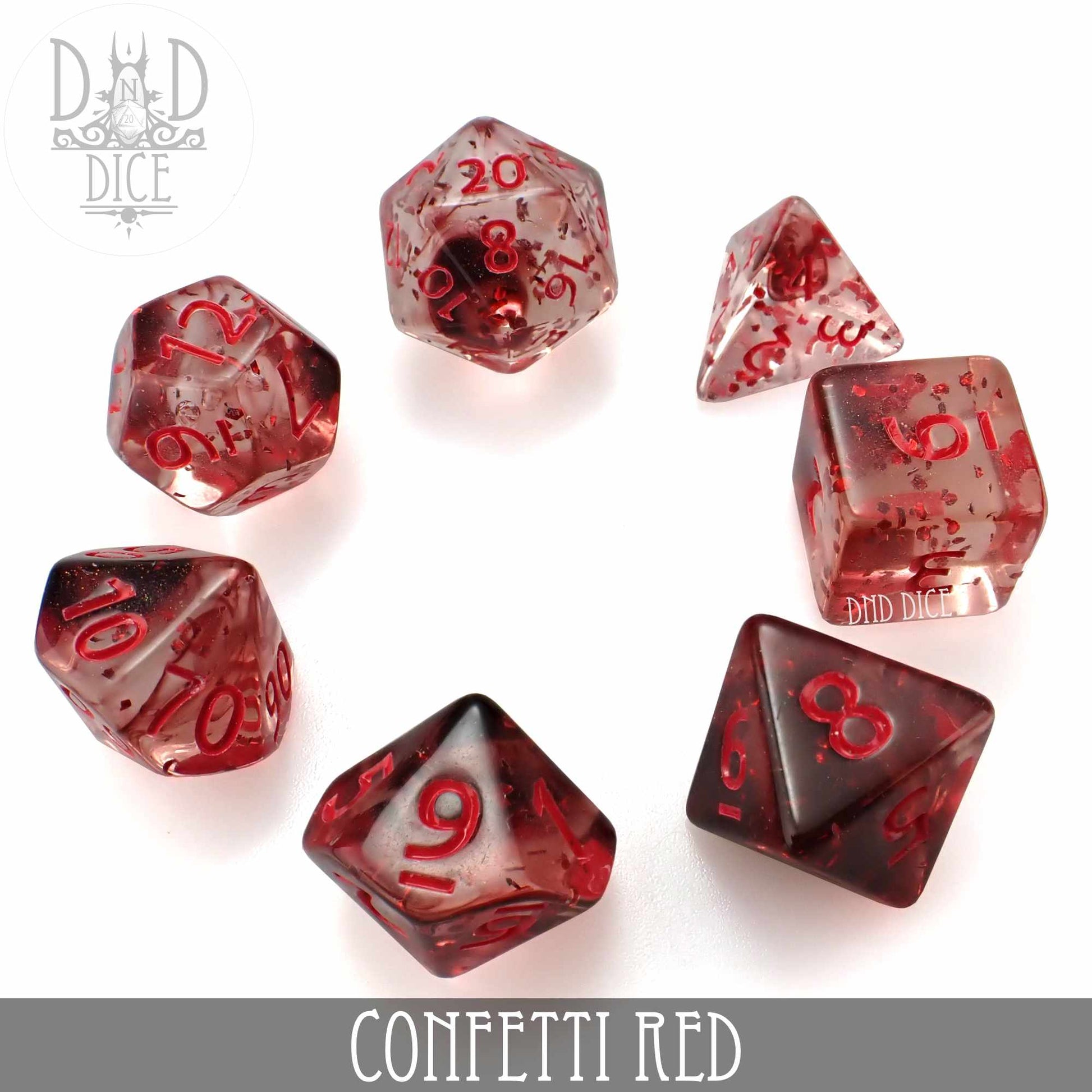 Confetti Red Dice Set