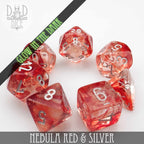 Nebula Red & Silver Dice Set (Glow)