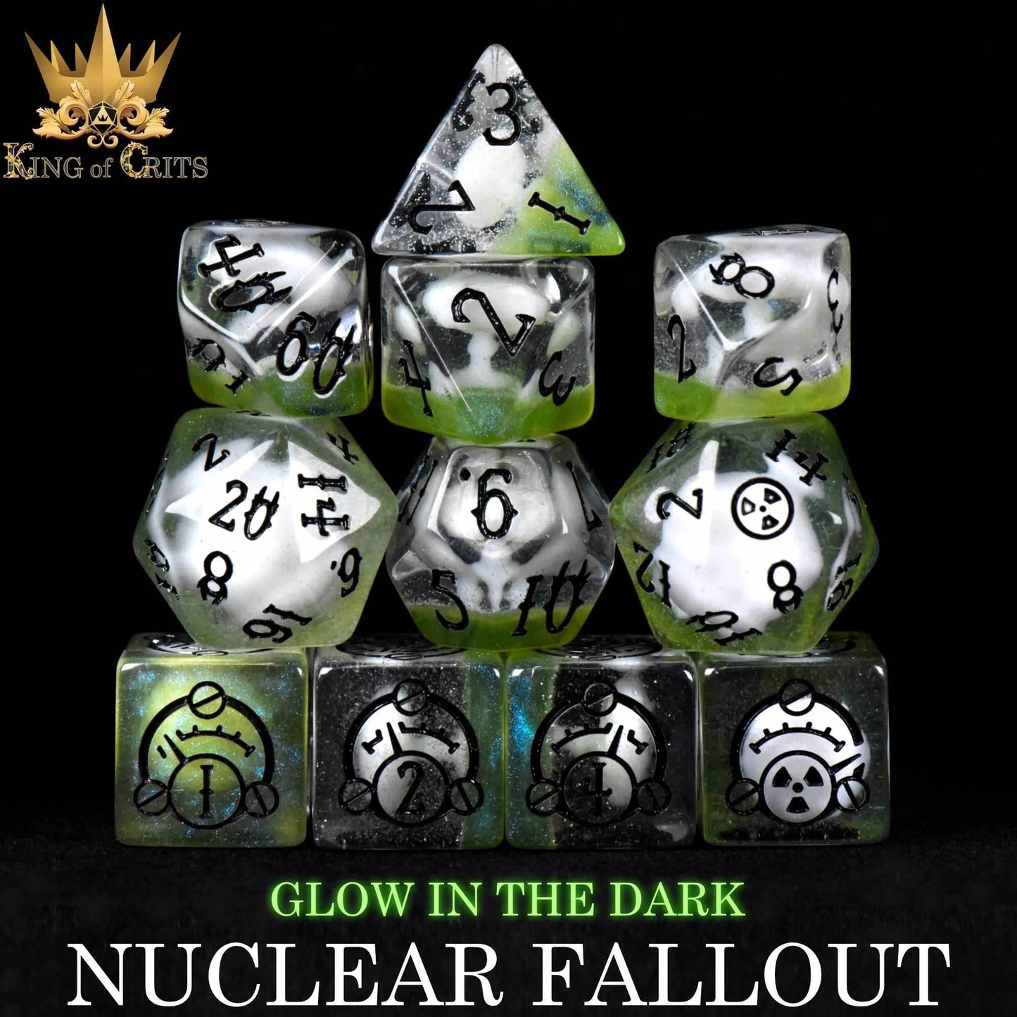 Nuclear Fallout 11 Dice Set (Glow) - 