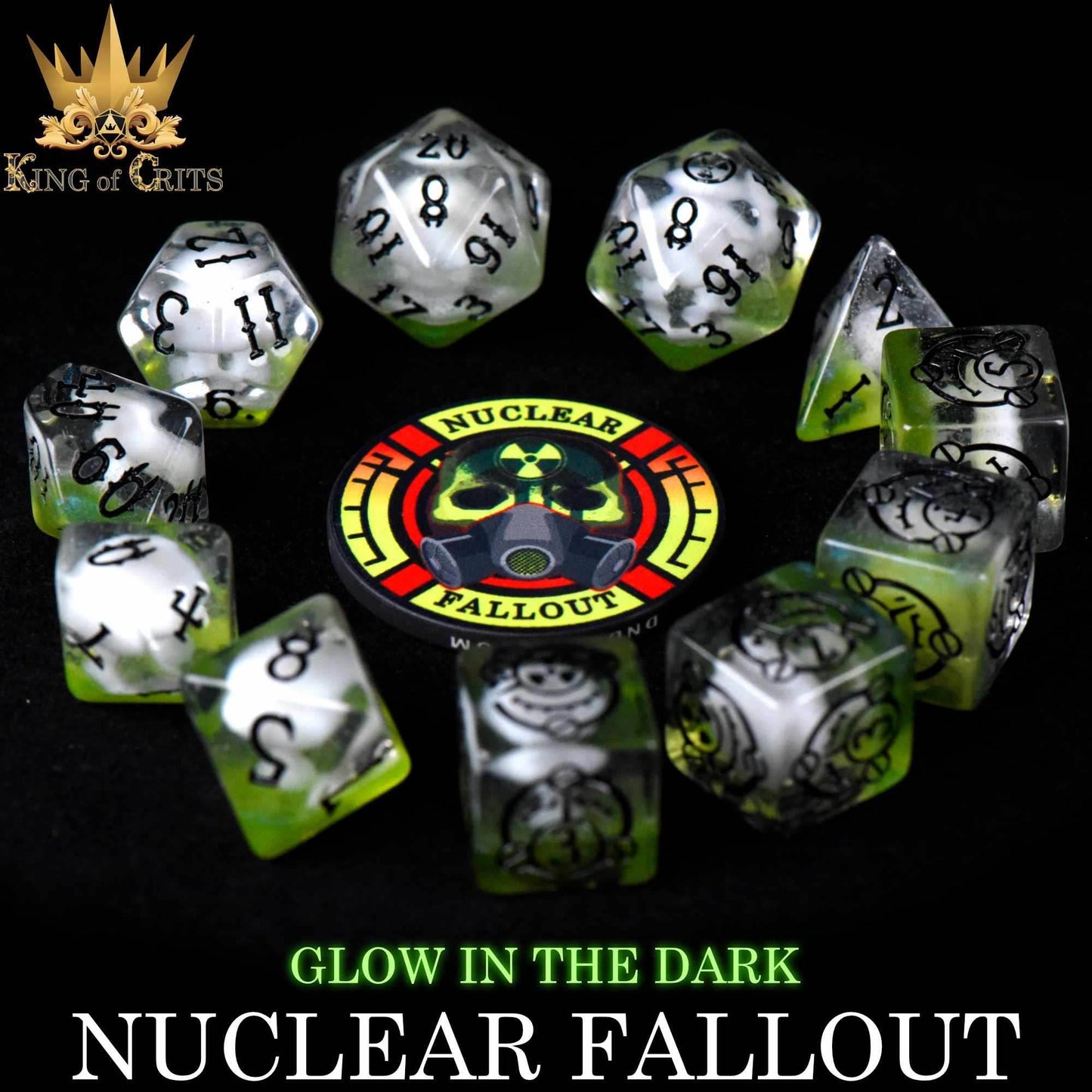 Nuclear Fallout 11 Dice Set (Glow) - 