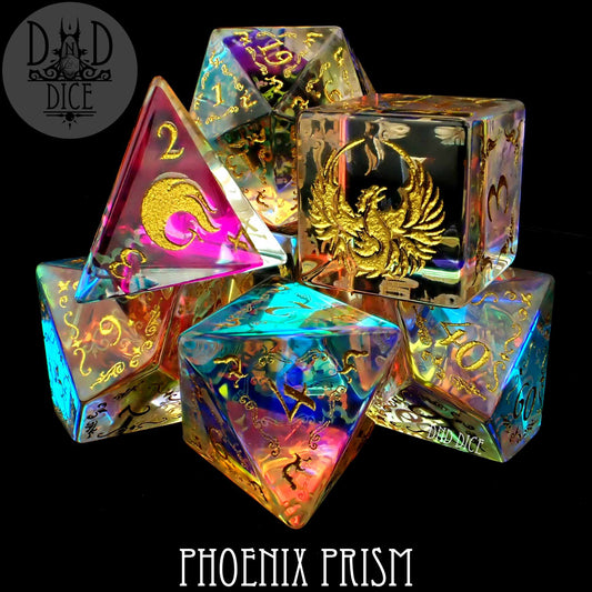 Ensemble de dés en verre Phoenix Prism (coffret cadeau)