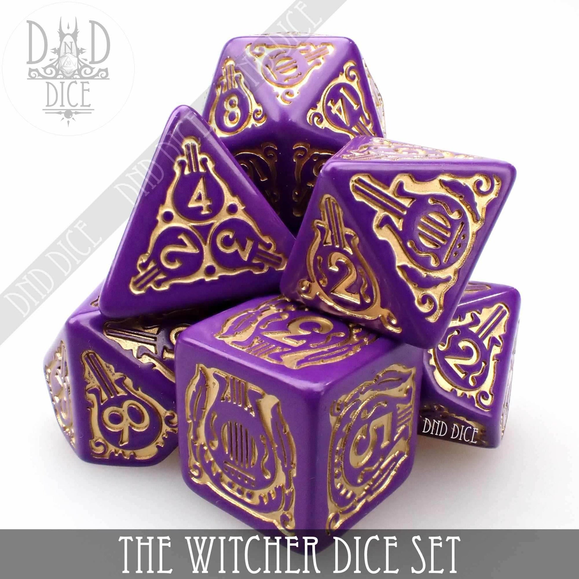 The Witcher Dice Set and Coin - Dandelion / Jaskier - 