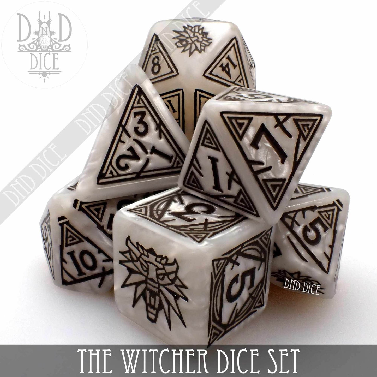 The Witcher Dice Set and Coin - Geralt - White Wolf