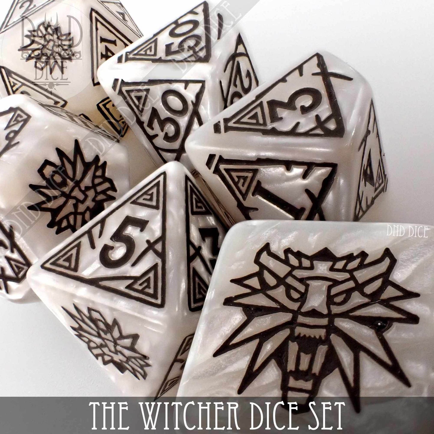 The Witcher Dice Set and Coin - Geralt - White Wolf