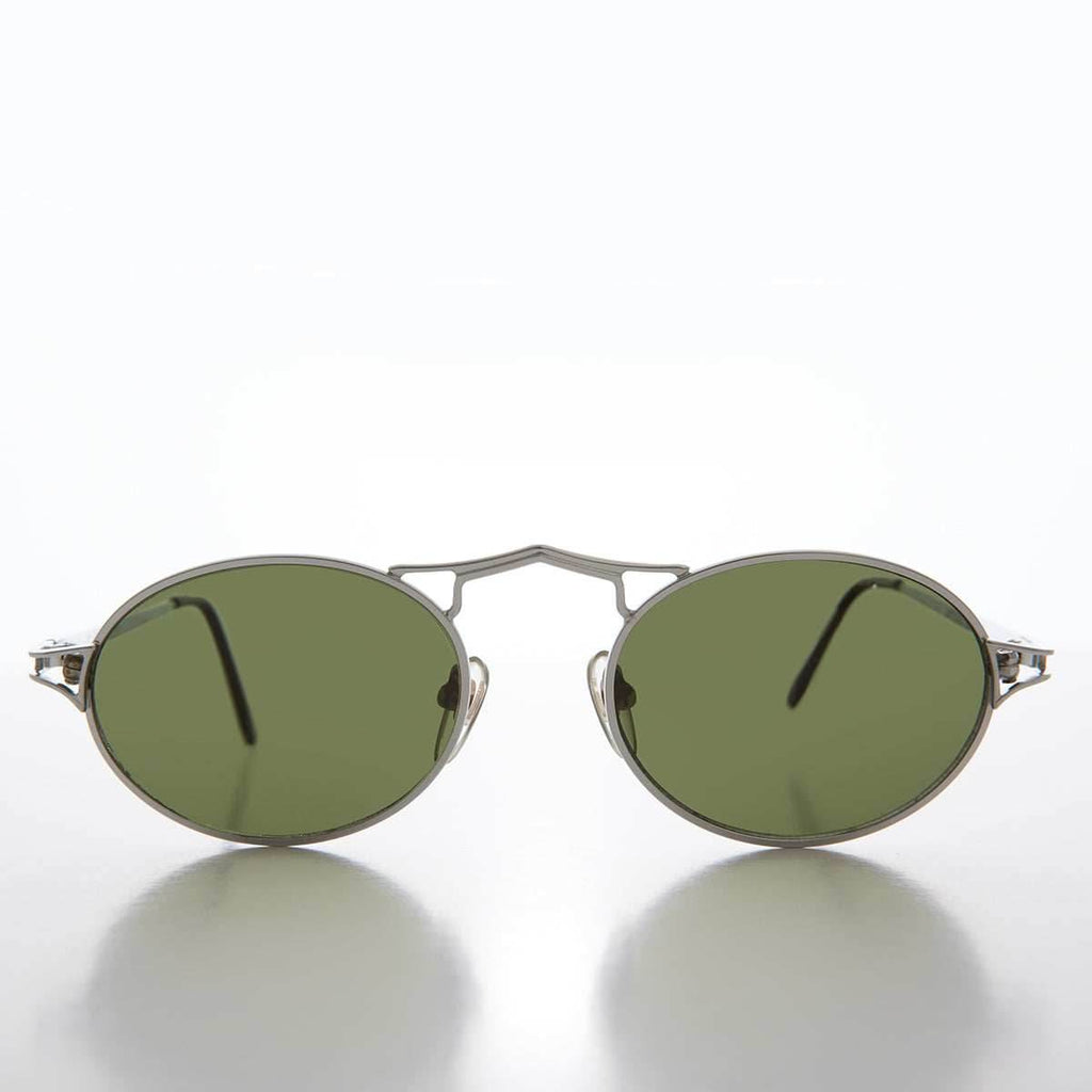 Oval Metal Steampunk Sunglass - Wyman - Silver