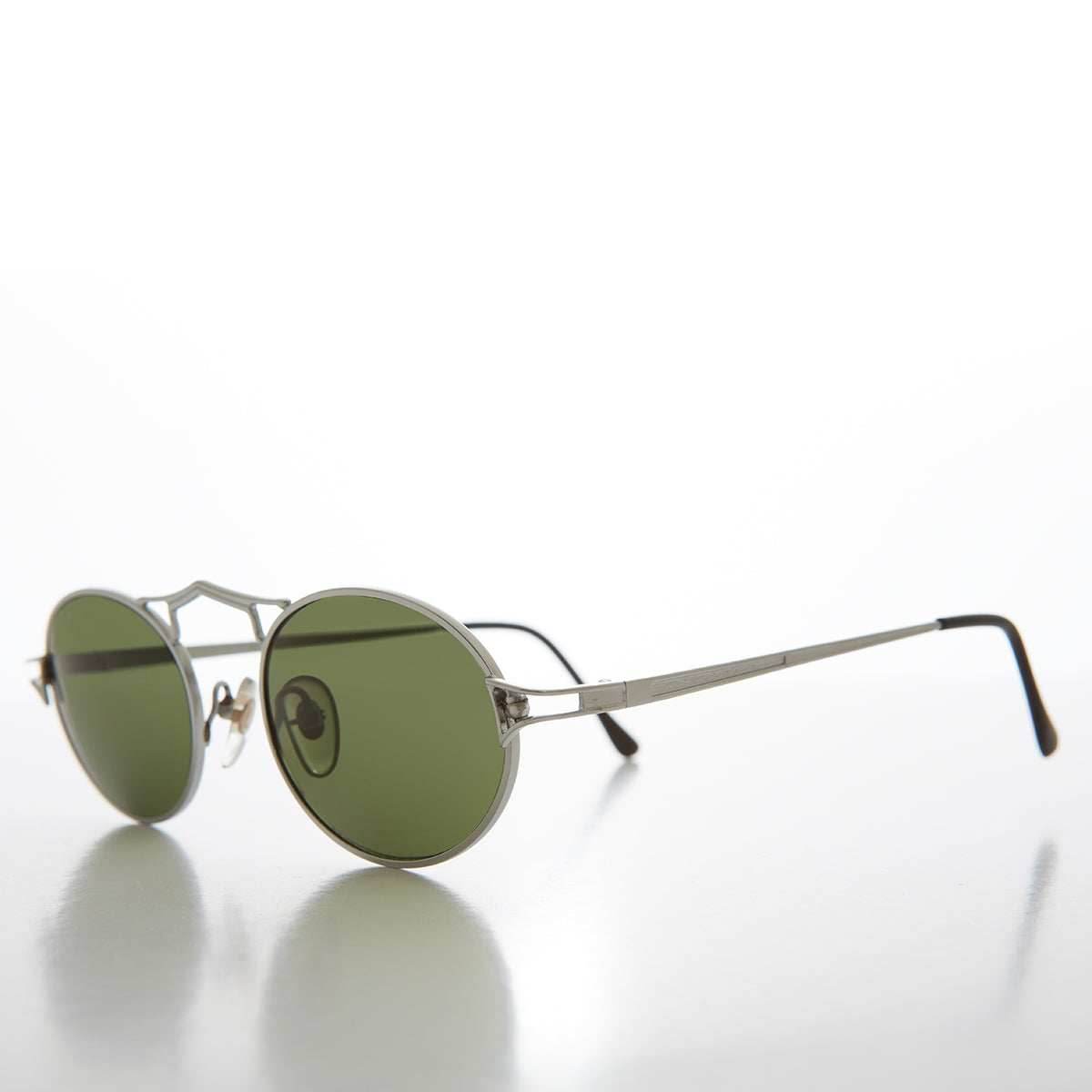 Oval Metal Steampunk Sunglass - Wyman - Silver