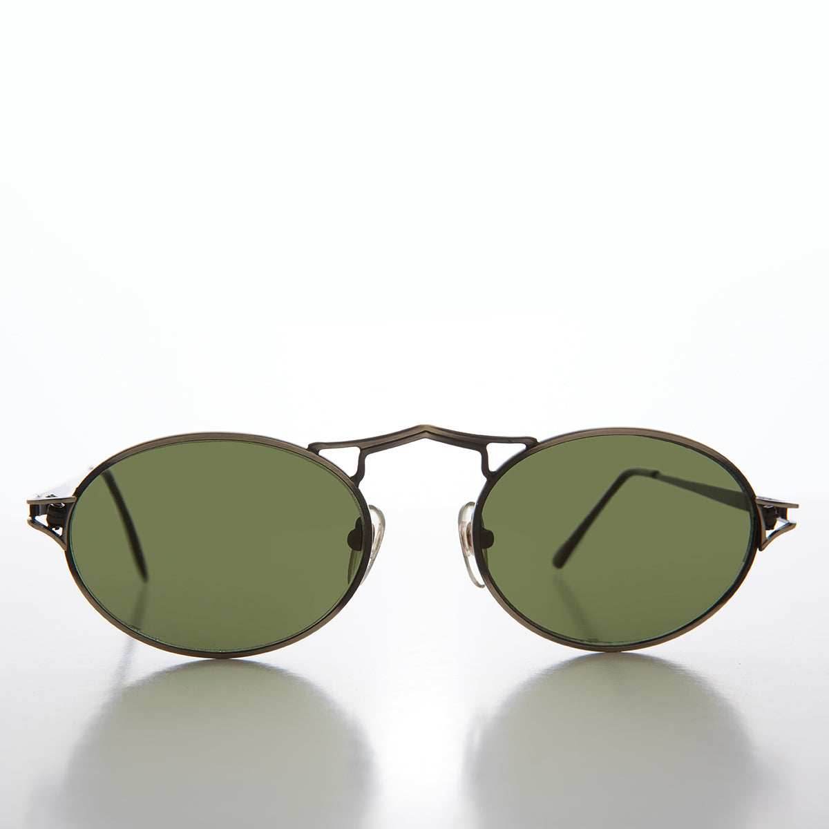 Oval Metal Steampunk Sunglass - Wyman - Gunmetal