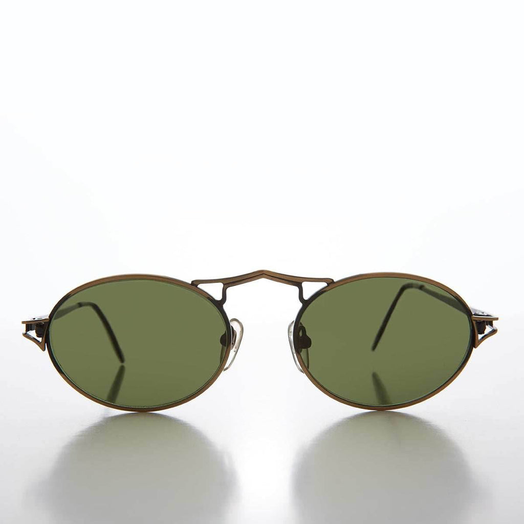 Oval Metal Steampunk Sunglass - Wyman - Bronze
