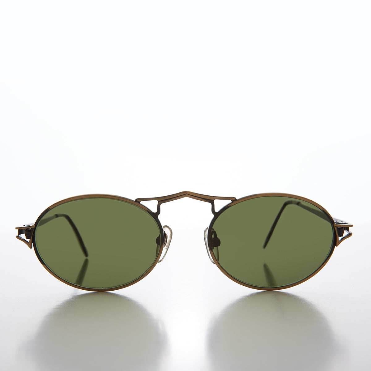 Oval Metal Steampunk Sunglass - Wyman - Bronze