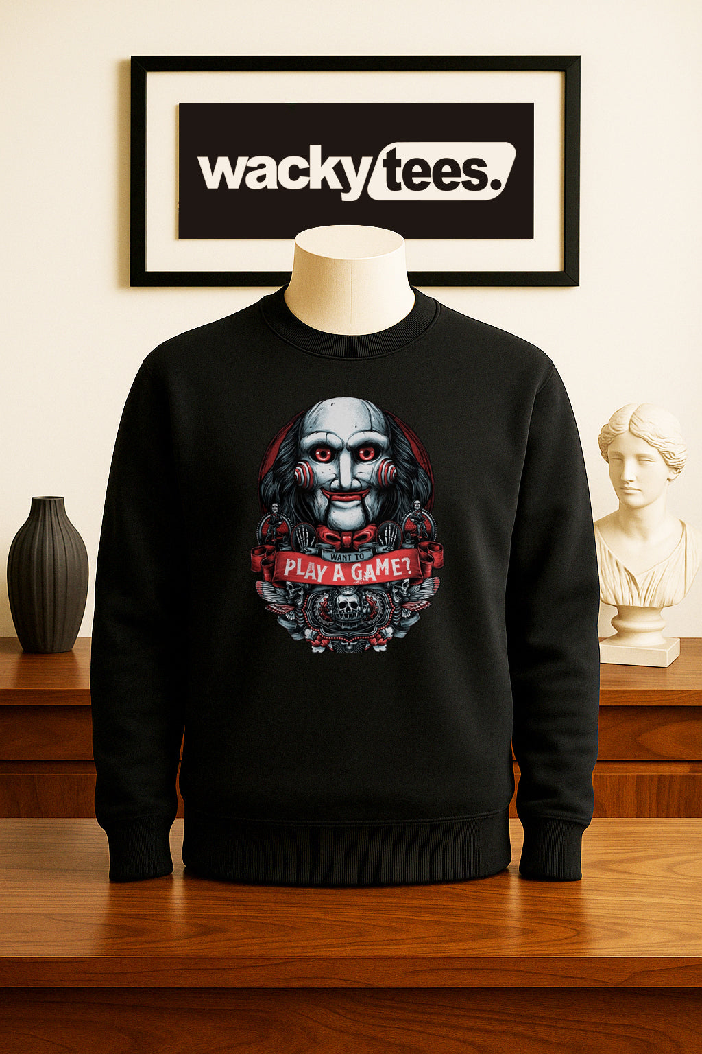 Want To Play A Game Jigsaw Saw Horror Terror Halloween Graphic Tee Shirt