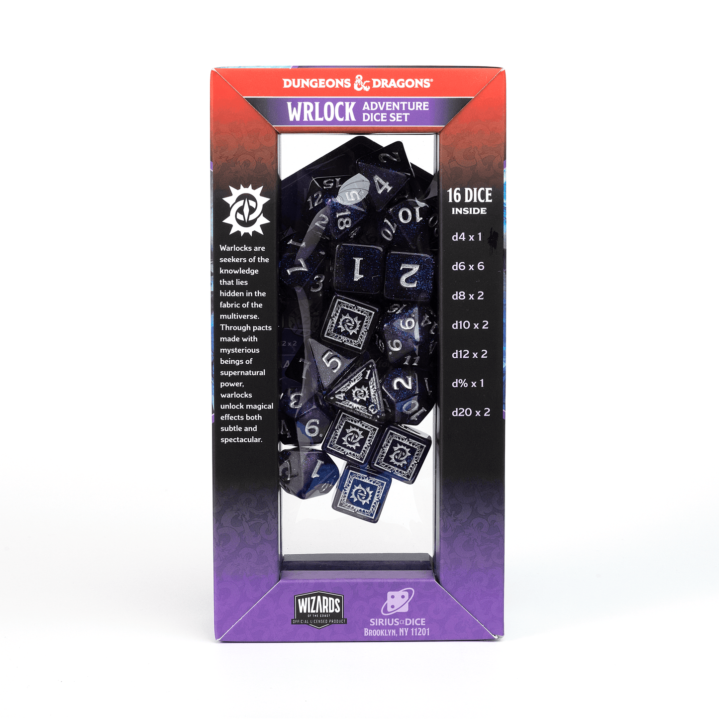 D&D Adventure Dice Set - Warlock Edition | Purple 16pc Collection - 