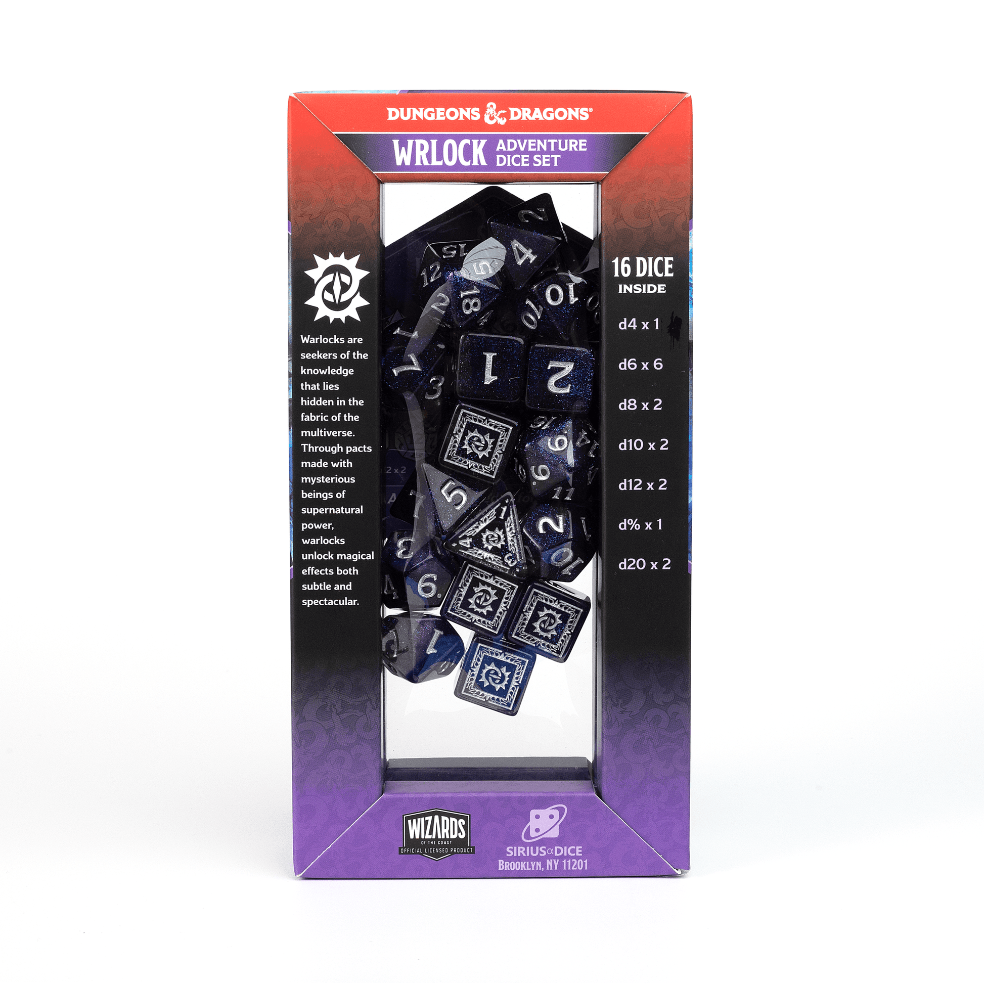 D&D Adventure Dice Set - Warlock Edition | Purple 16pc Collection - 