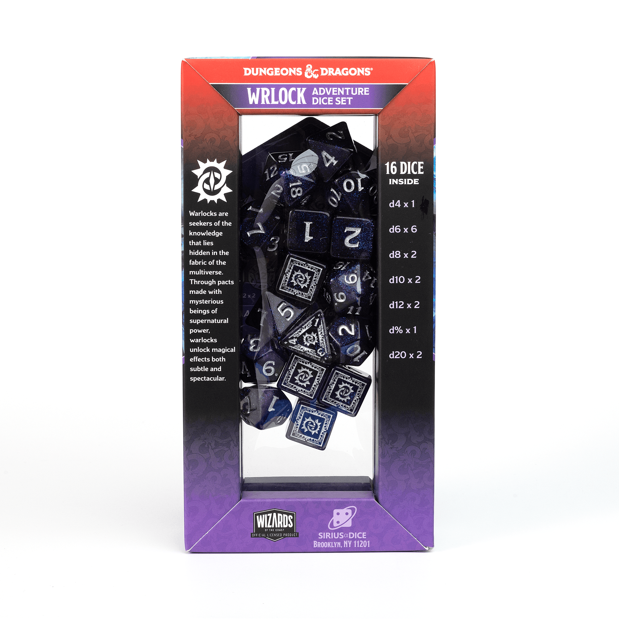 D&D Adventure Dice Set - Warlock Edition | Purple 16pc Collection - 