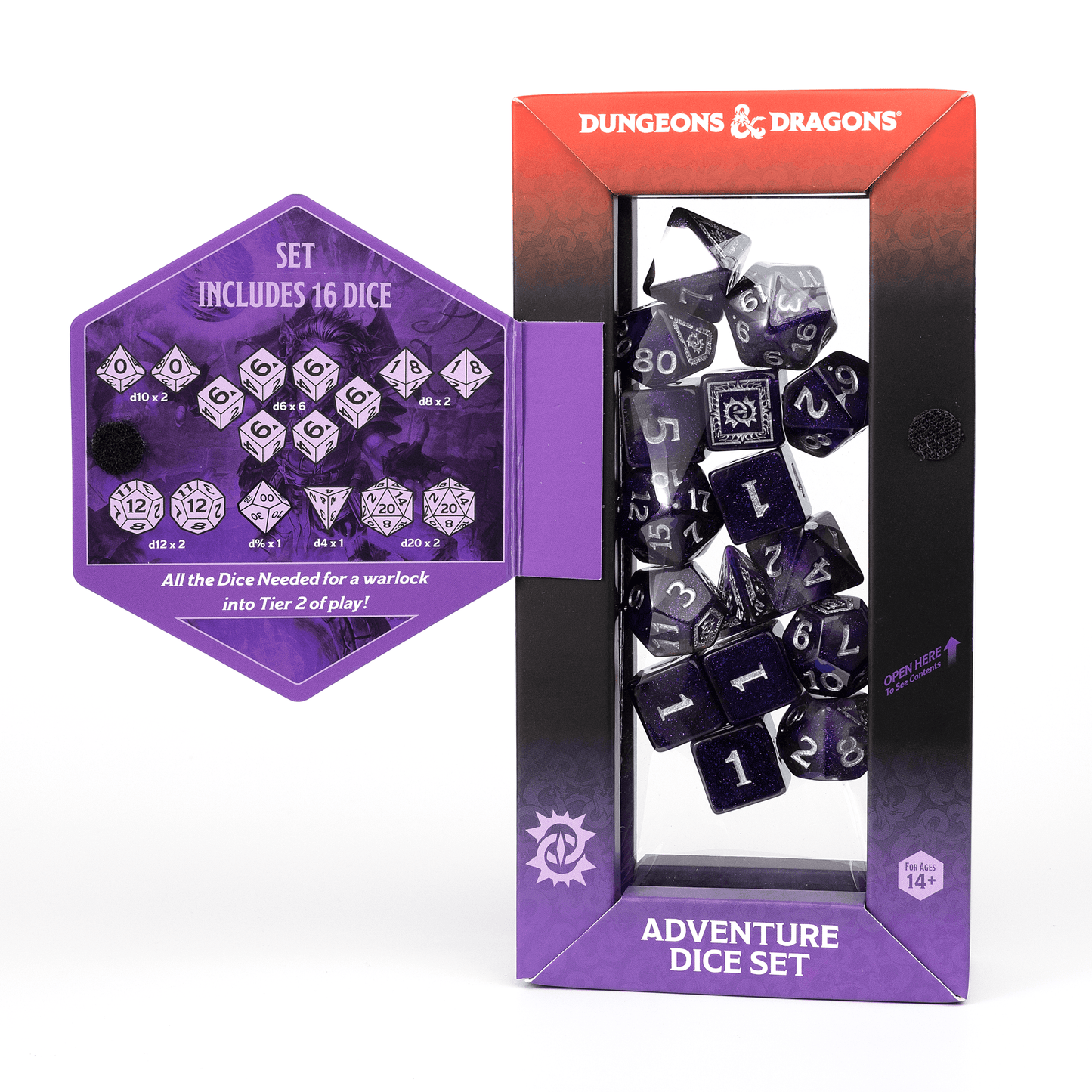 D&D Adventure Dice Set - Warlock Edition | Purple 16pc Collection - 