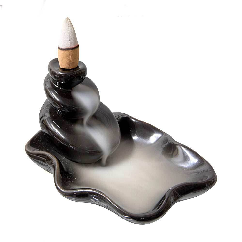 Water Lily Ceramic Backflow Incense Burner - 