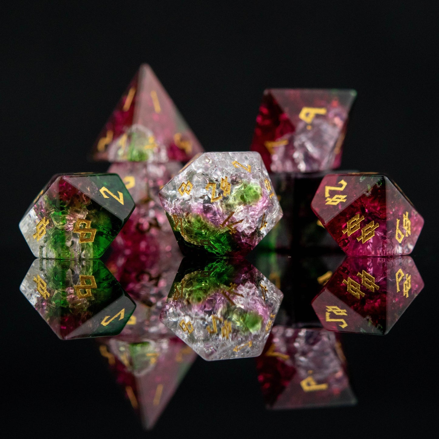 Watermelon Shattered Glass Dice Set - 