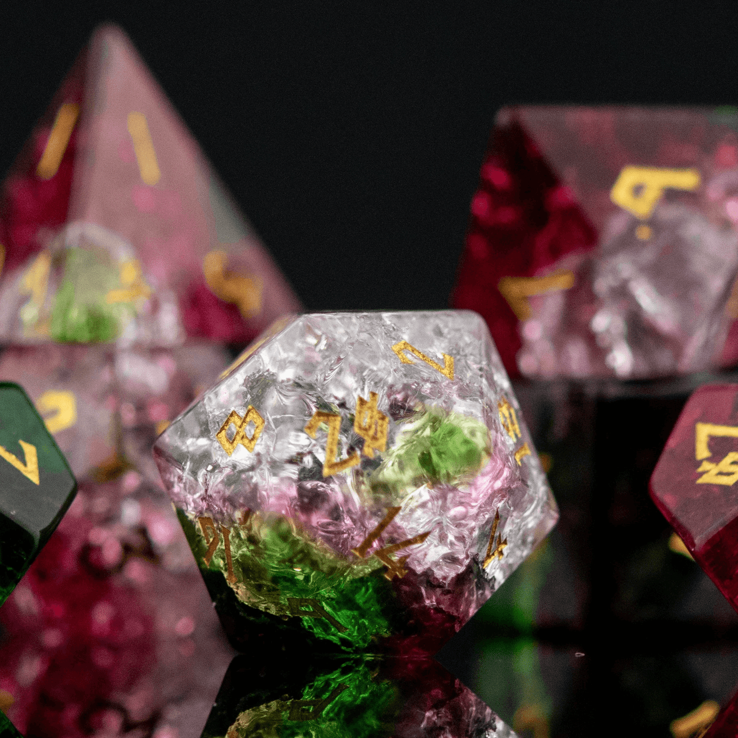 Watermelon Shattered Glass Dice Set - 