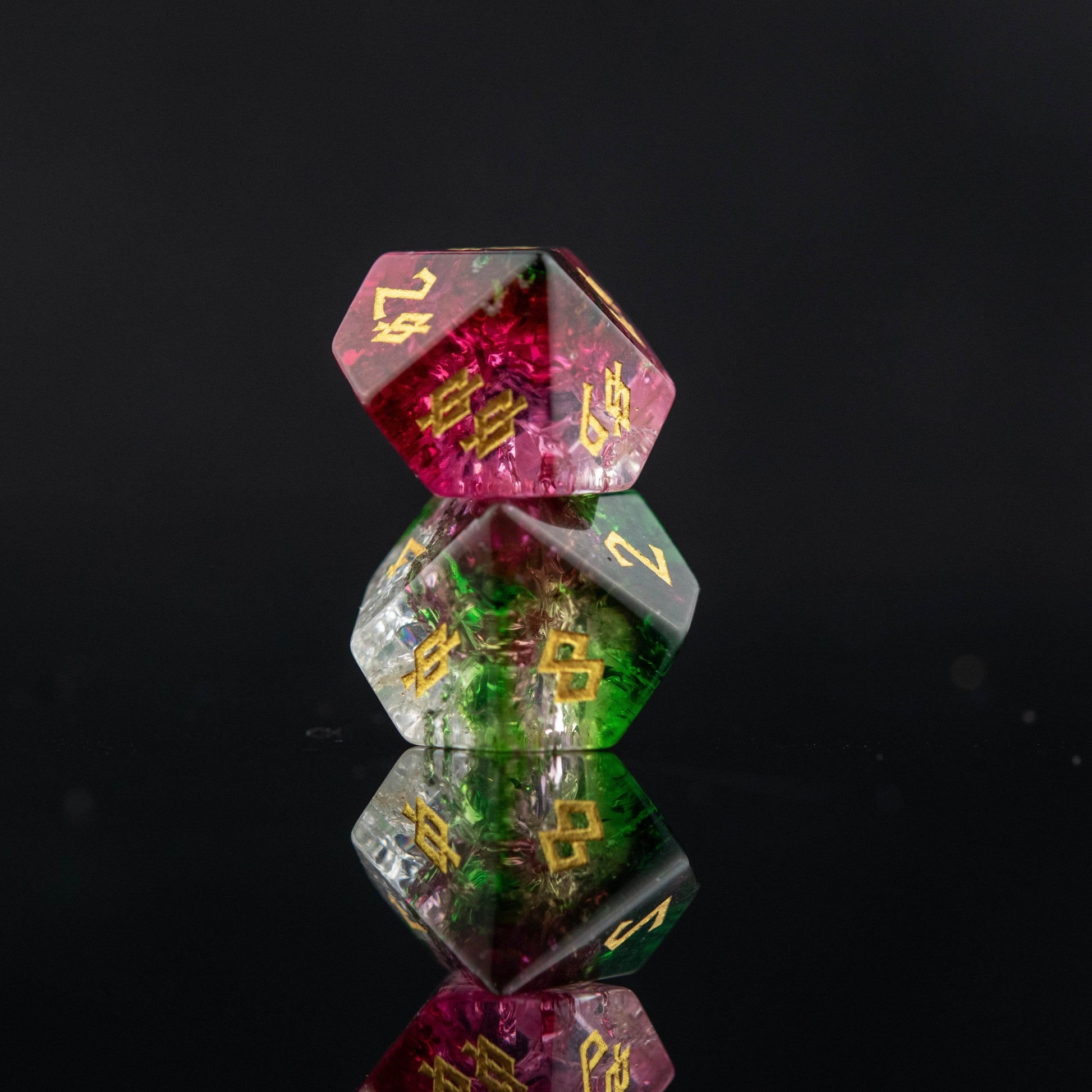 Watermelon Shattered Glass Dice Set - 