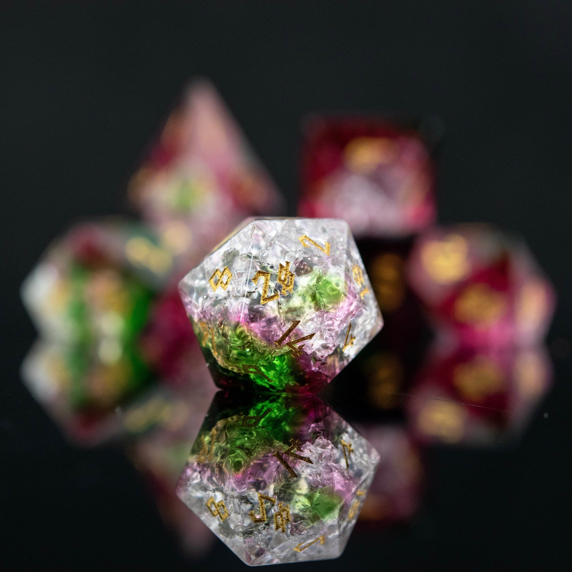 Watermelon Shattered Glass Dice Set - 