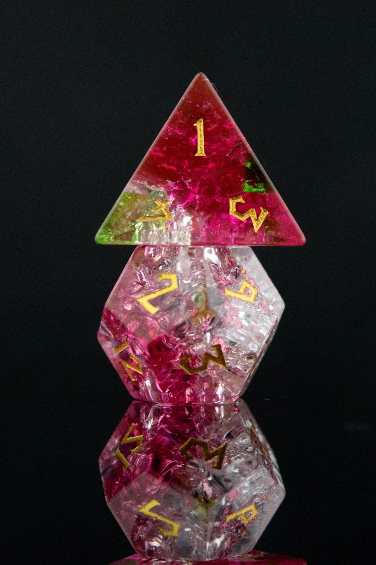 Watermelon Shattered Glass Dice Set - 