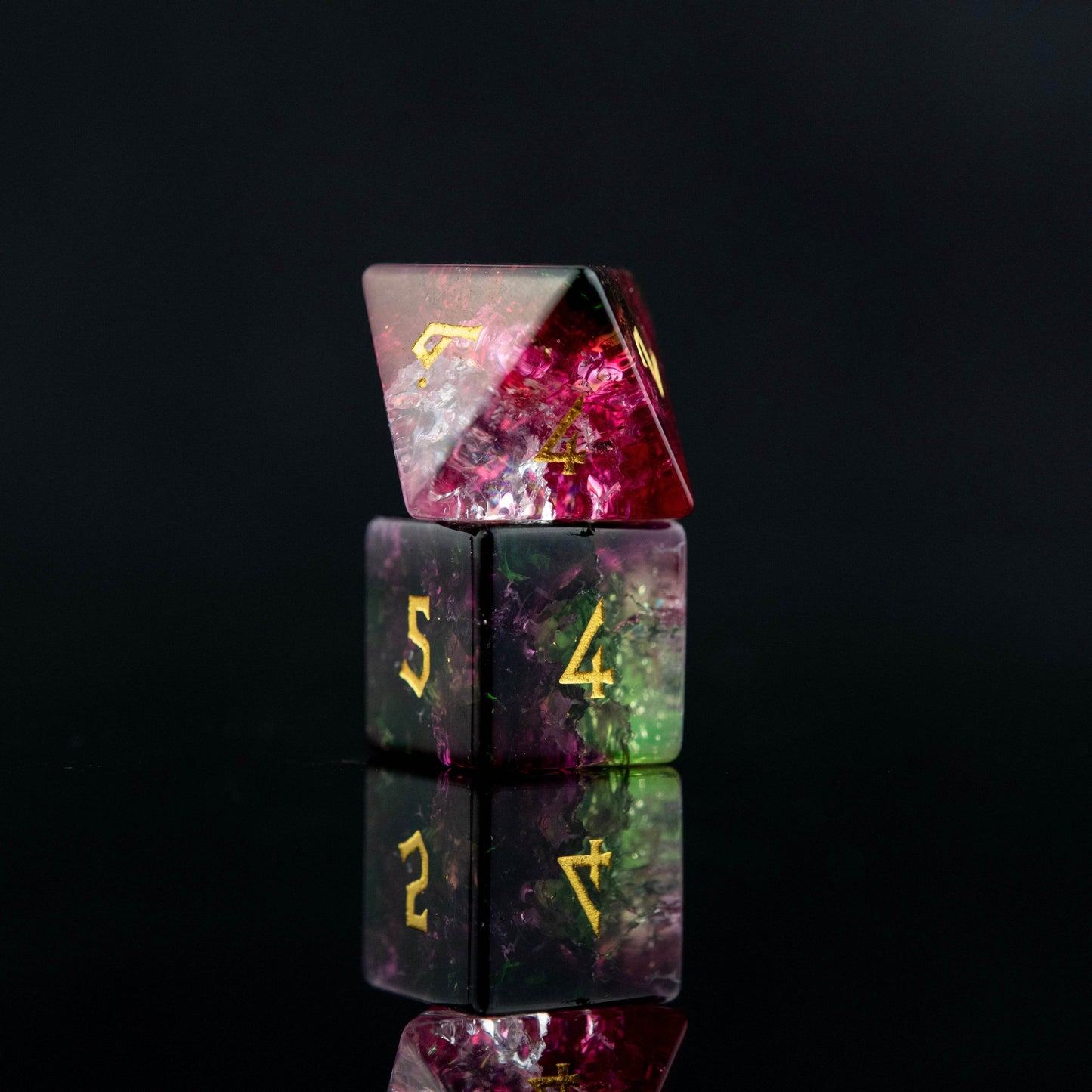Watermelon Shattered Glass Dice Set - 