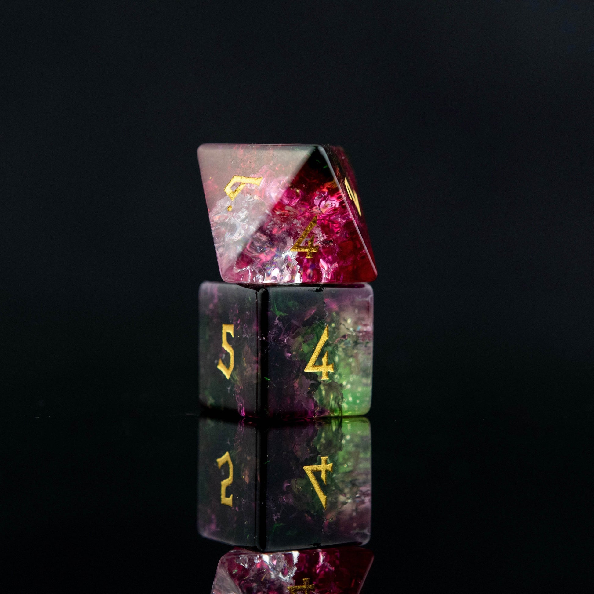 Watermelon Shattered Glass Dice Set - 