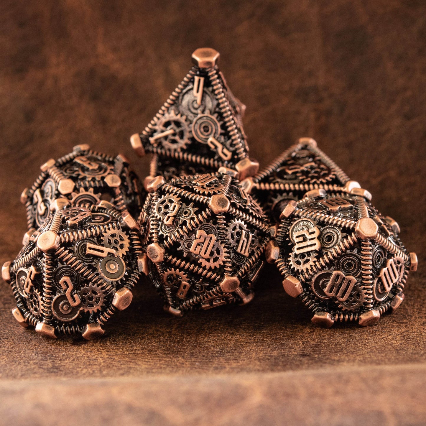Weird West Wasteland Hollow Metal Dice Set - Bronze - 