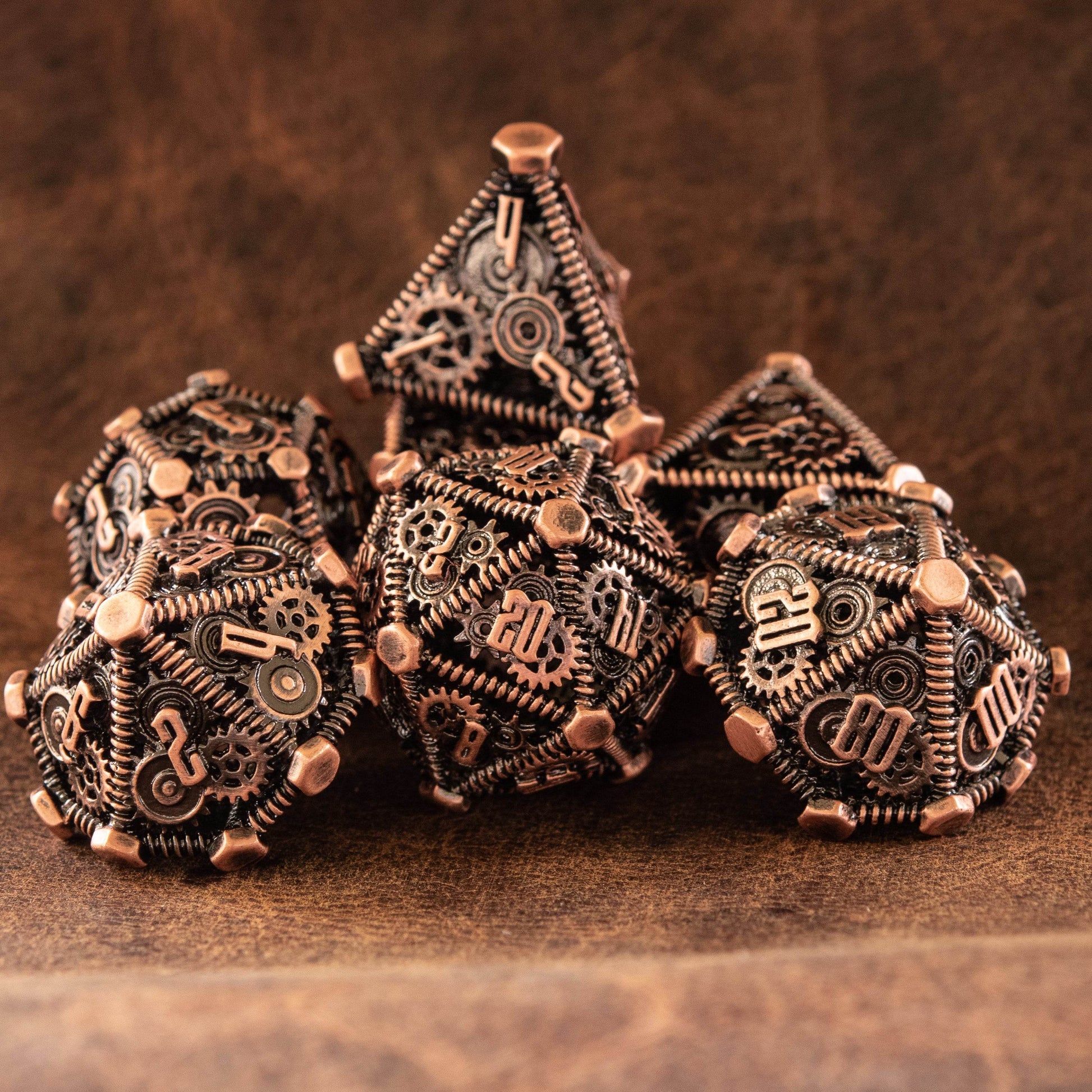 Weird West Wasteland Hollow Metal Dice Set - Bronze - 