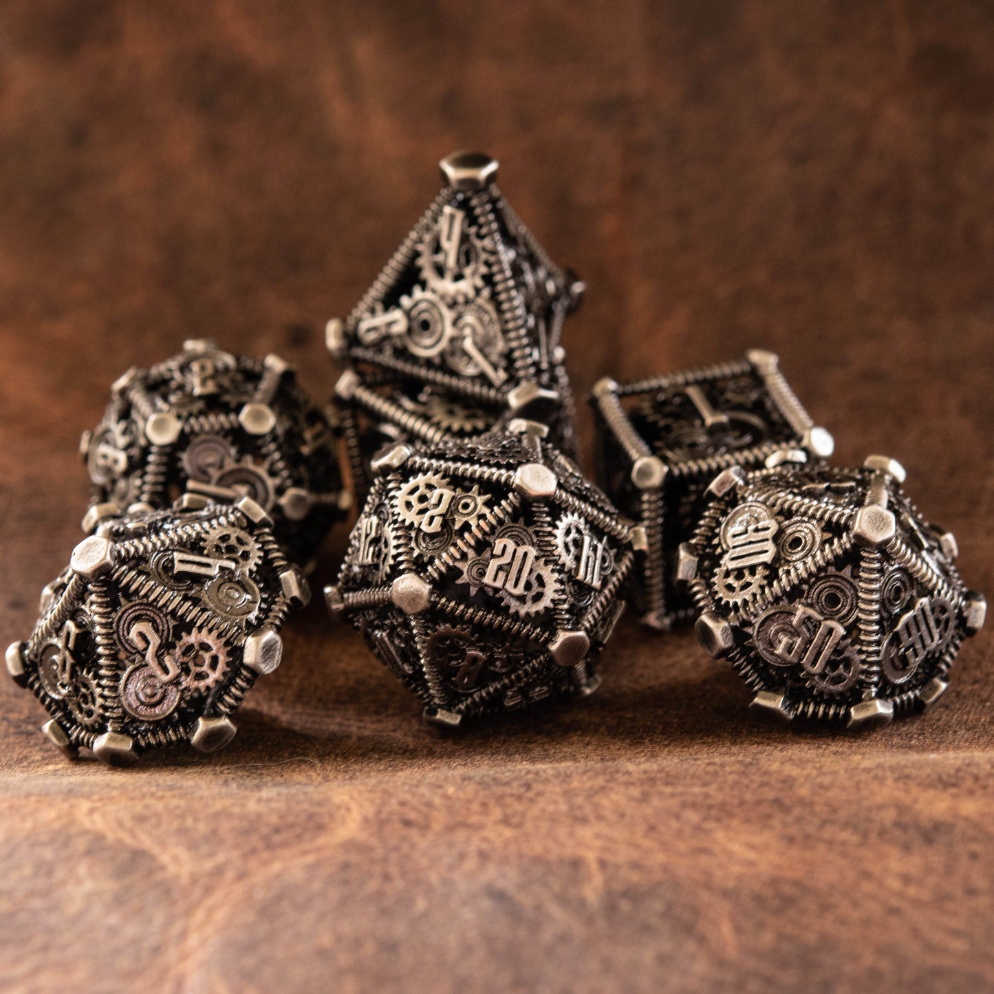Weird West Wasteland Hollow Metal Dice Set - Silver - 
