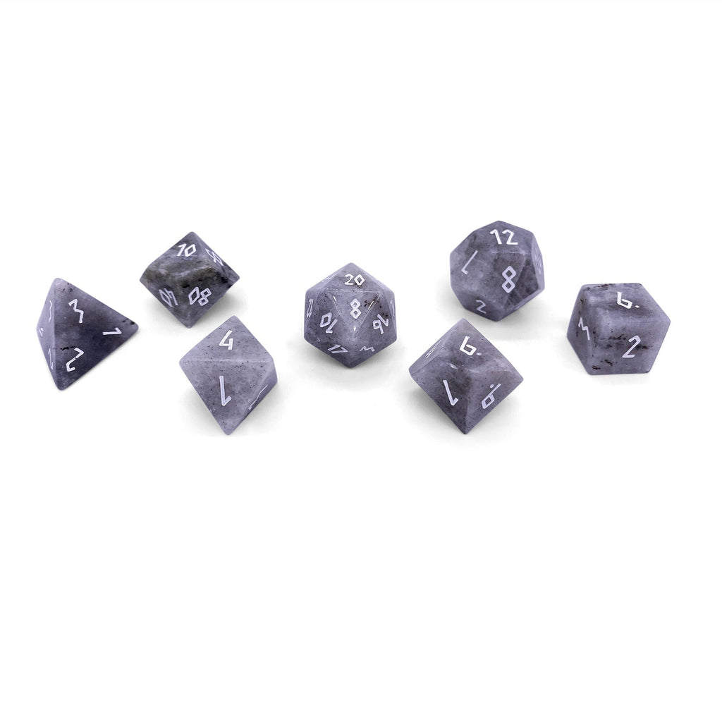 White Labradorite - 7 Piece RPG Set Gemstone Dice
