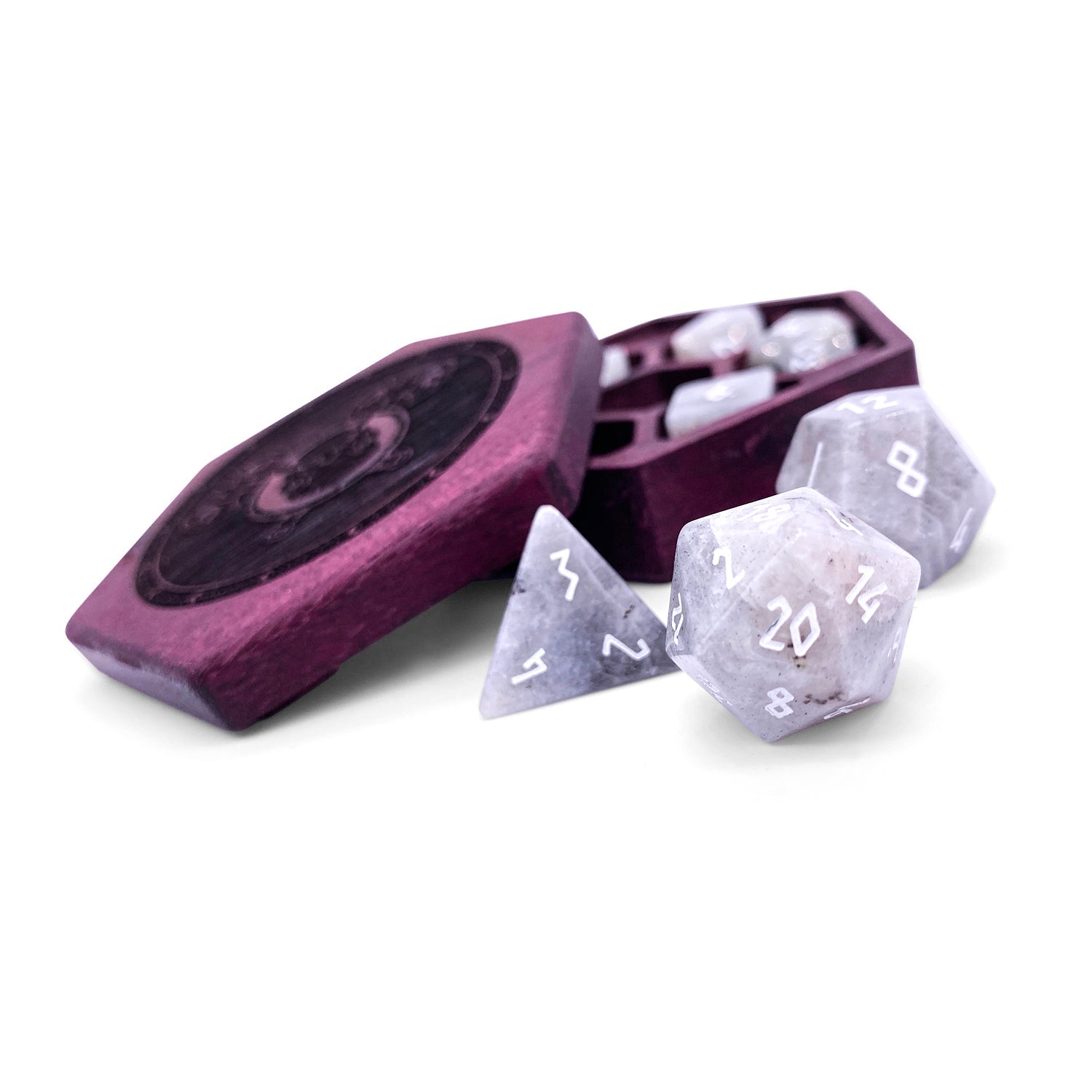 White Labradorite - 7 Piece RPG Set Gemstone Dice