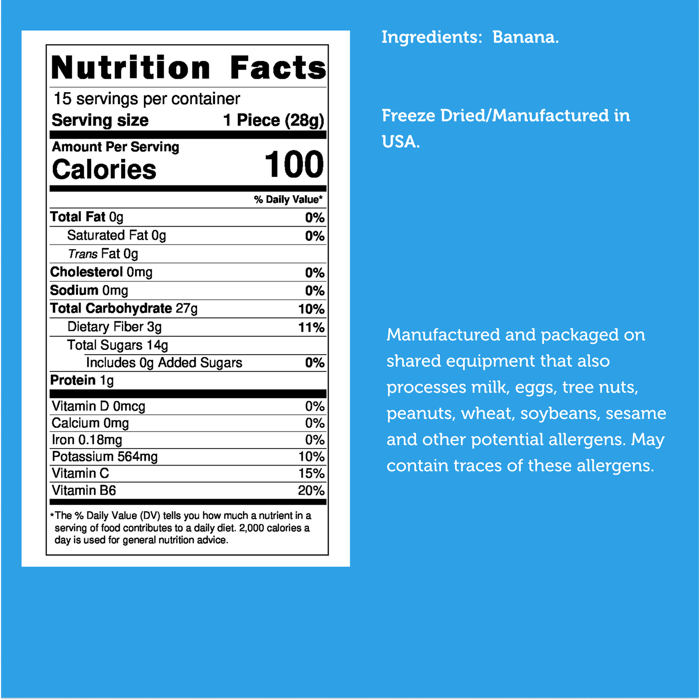 Freeze Dried Organic Whole Bananas