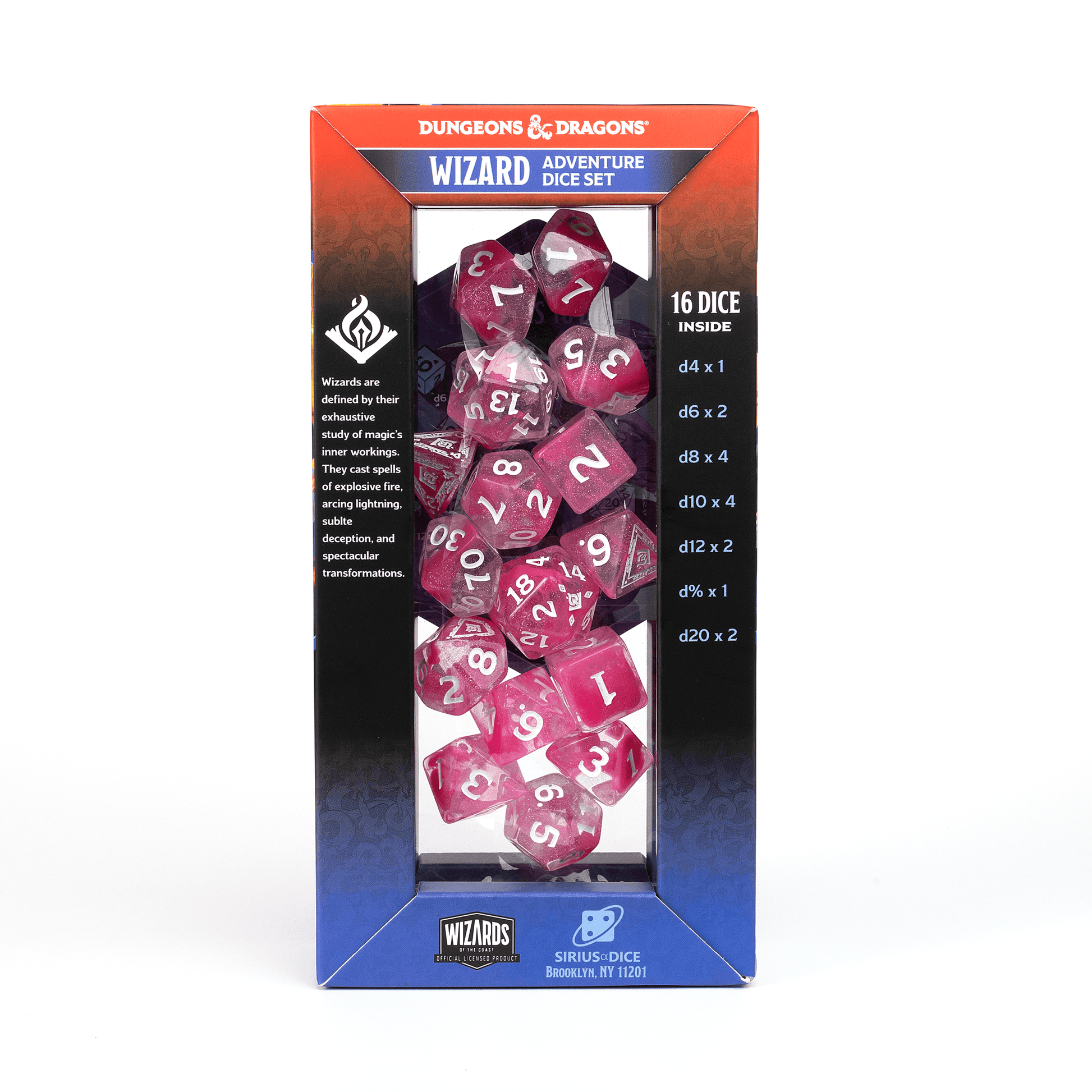 D&D Adventure Dice Set - Wizard Edition | Fuchsia 16pc Collection - 