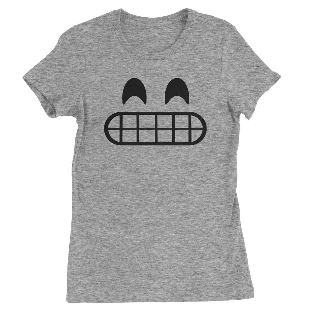 Emoticon Grinning Smile Face Womens T-shirt - Heather Grey / Womens X-Small