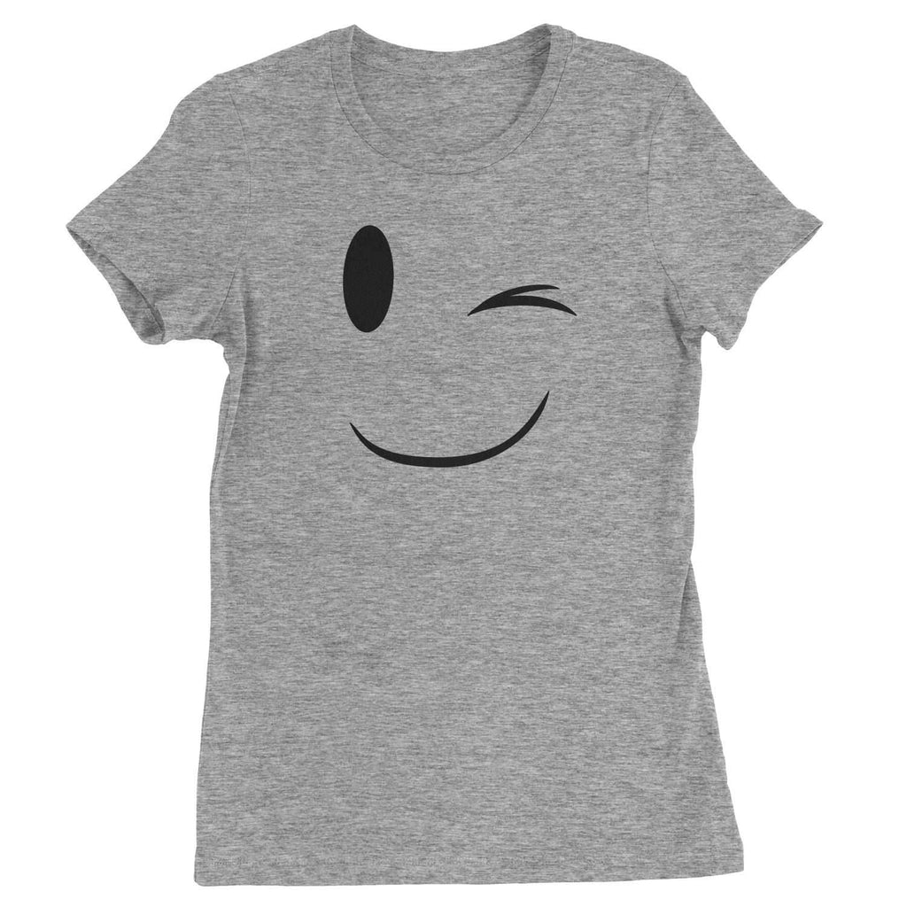 Emoticon Winking Smile Face Womens T-shirt - Heather Grey / Womens X-Small