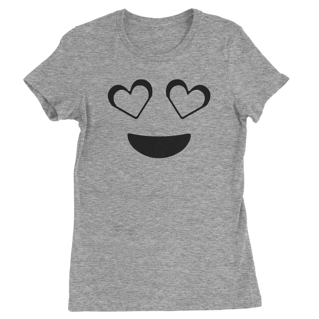 Emoticon Heart Eyes Smile Face Womens T-shirt - Heather Grey / Womens X-Small