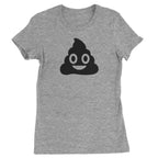 Emoticon Poop Face Smile Face Womens T-shirt - Heather Grey / Womens X-Small