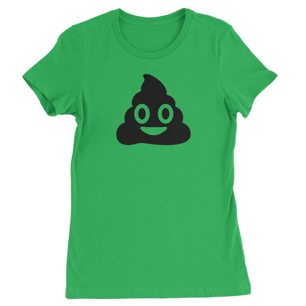 Emoticon Poop Face Smile Face Womens T-shirt - Kelly Green / Womens X-Small