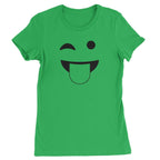 Emoticon Tongue Hanging Out Smile Face Womens T-shirt - Kelly Green / Womens X-Small