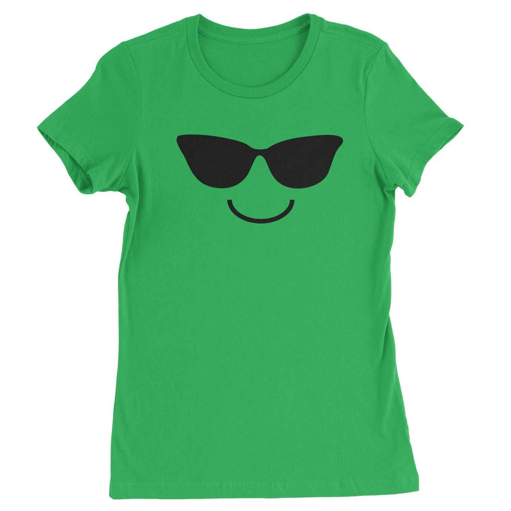 Emoticon Sunglasses Smile Face Womens T-shirt - Kelly Green / Womens X-Small