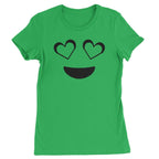 Emoticon Heart Eyes Smile Face Womens T-shirt - Kelly Green / Womens X-Small