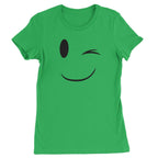 Emoticon Winking Smile Face Womens T-shirt - Kelly Green / Womens X-Small