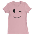 Emoticon Winking Smile Face Womens T-shirt - Light Pink / Womens X-Small