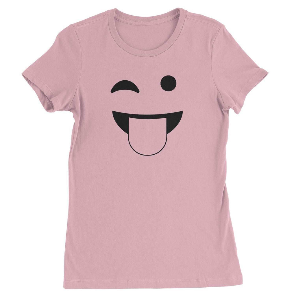 Emoticon Tongue Hanging Out Smile Face Womens T-shirt - Light Pink / Womens X-Small