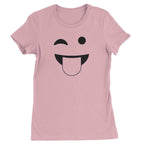 Emoticon Tongue Hanging Out Smile Face Womens T-shirt - Light Pink / Womens X-Small