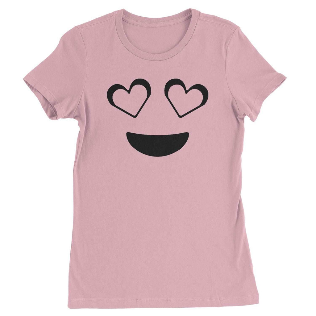 Emoticon Heart Eyes Smile Face Womens T-shirt - Light Pink / Womens X-Small