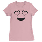 Emoticon Heart Eyes Smile Face Womens T-shirt - Light Pink / Womens X-Small