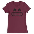 Emoticon Grinning Smile Face Womens T-shirt - Maroon / Womens X-Small