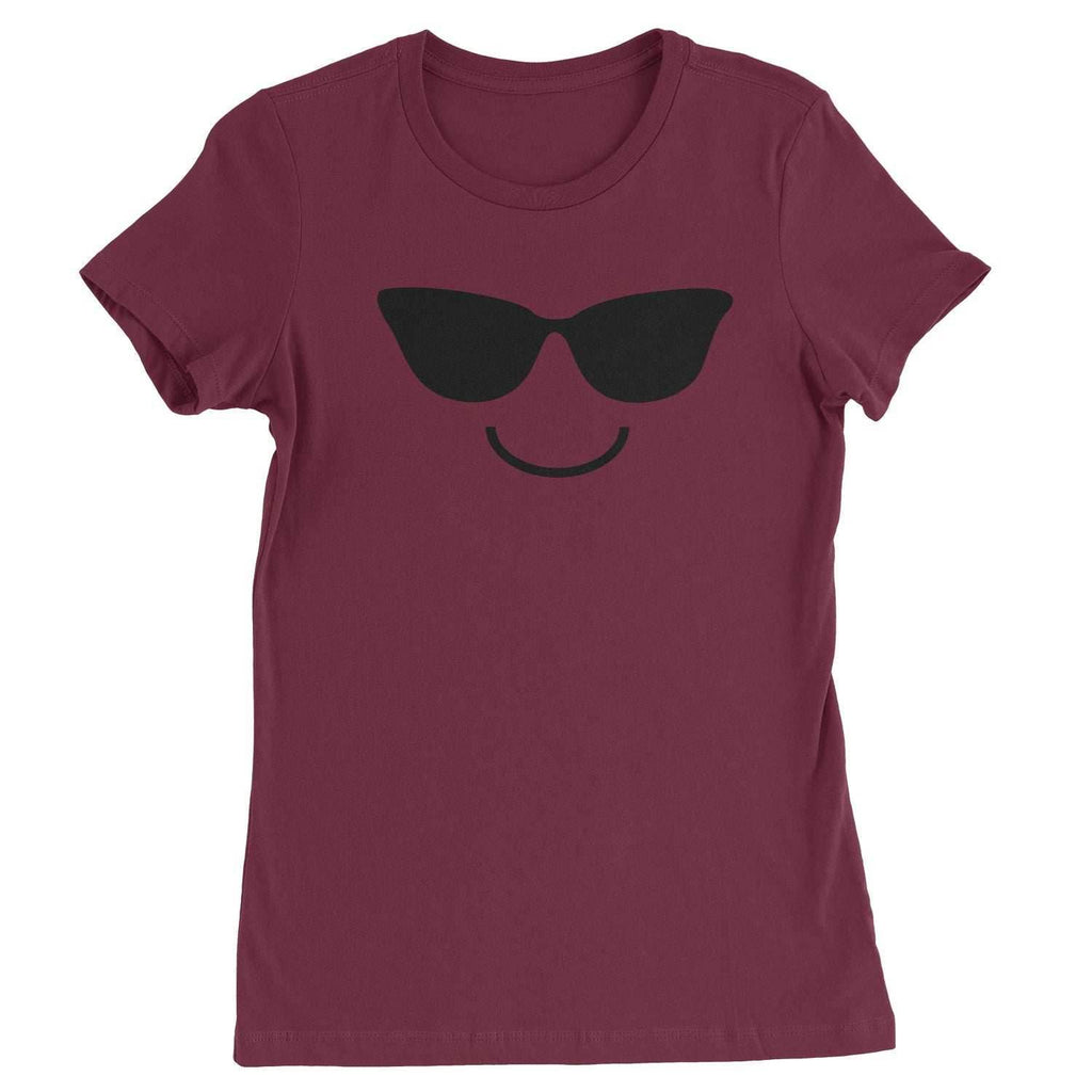 Emoticon Sunglasses Smile Face Womens T-shirt - Maroon / Womens X-Small